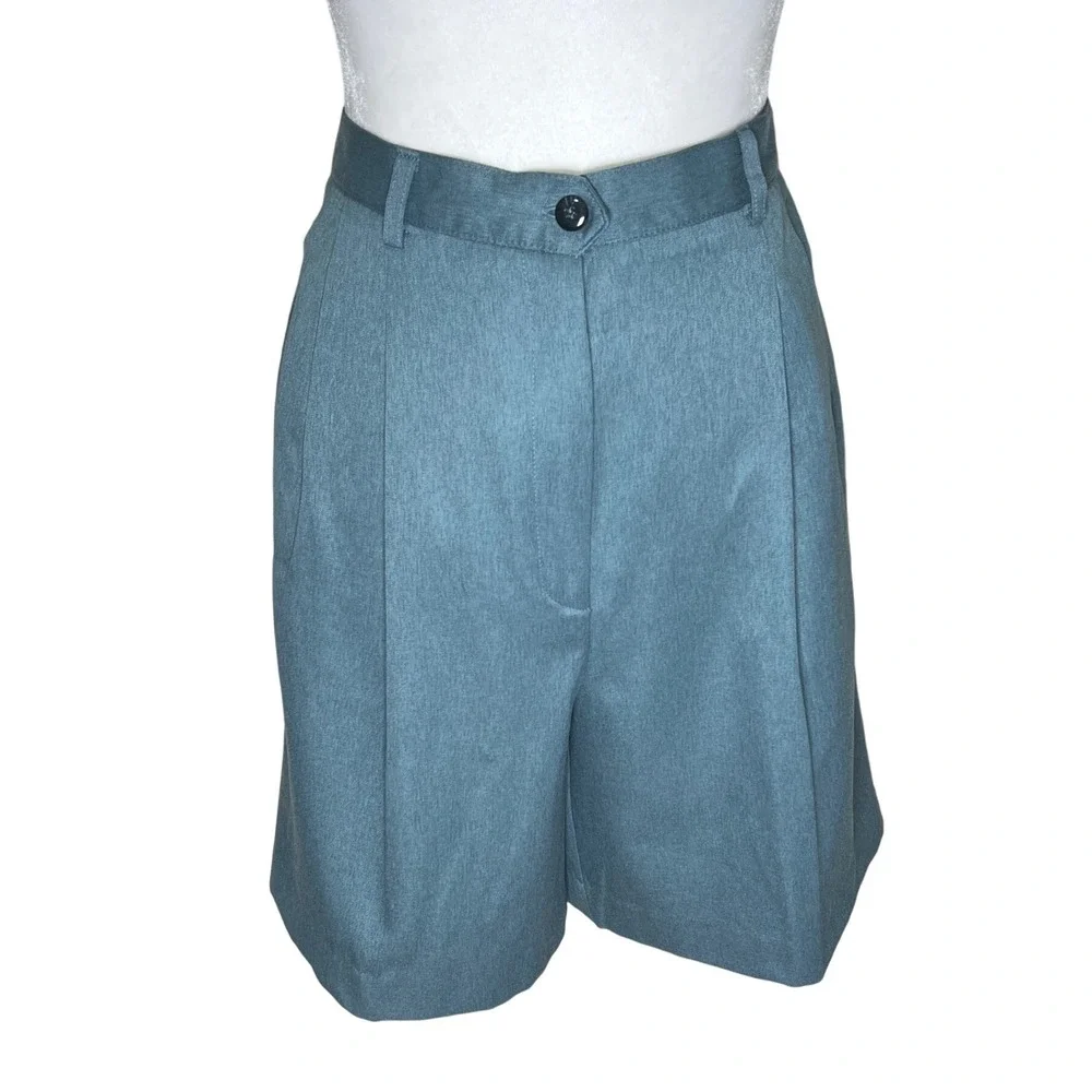 Haley Pleated Bermuda Shorts Women's‎ Size 10 Blue Super Soft High Rise Vintage